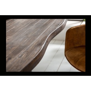 Table de salle à manger NALKO – 200 cm – Bois massif d’acacia et métal – Bord naturel