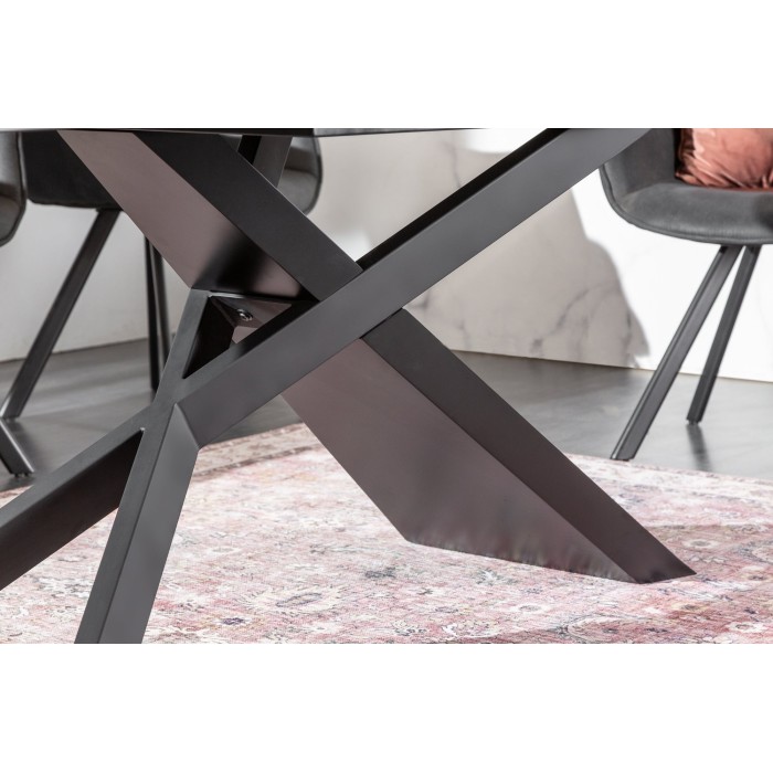 Table de salle à manger STELIX – Extensible 180 à 260 cm – Structure métal et plateau en verre trempé et céramique