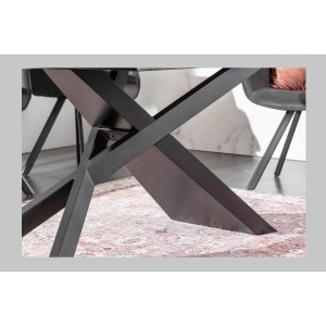 Table de salle à manger STELIX – Extensible 180 à 260 cm – Structure métal et plateau en verre trempé et céramique