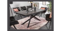 Table de salle à manger STELIX – Extensible 180 à 260 cm – Structure métal et plateau en verre trempé et céramique