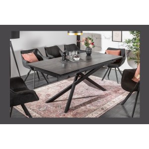 Table de salle à manger STELIX – Extensible 180 à 260 cm – Structure métal et plateau en verre trempé et céramique
