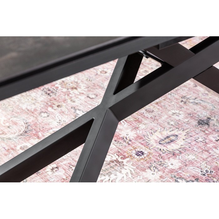 Table de salle à manger STELIX – Extensible 180 à 260 cm – Structure métal et plateau en verre trempé et céramique