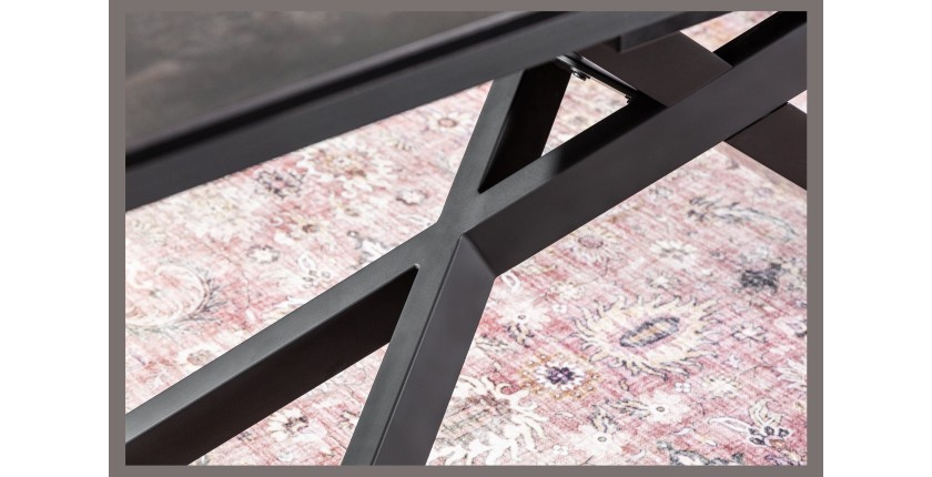 Table de salle à manger STELIX – Extensible 180 à 260 cm – Structure métal et plateau en verre trempé et céramique
