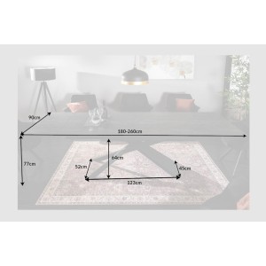 Table de salle à manger STELIX – Extensible 180 à 260 cm – Structure métal et plateau en verre trempé et céramique