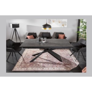 Table de salle à manger STELIX – Extensible 180 à 260 cm – Structure métal et plateau en verre trempé et céramique