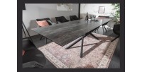Table de salle à manger STELIX – Extensible 180 à 260 cm – Structure métal et plateau en verre trempé et céramique