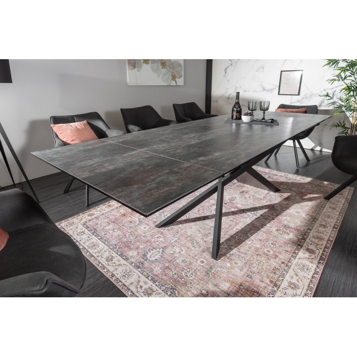 Table de salle à manger STELIX – Extensible 180 à 260 cm – Structure métal et plateau en verre trempé et céramique