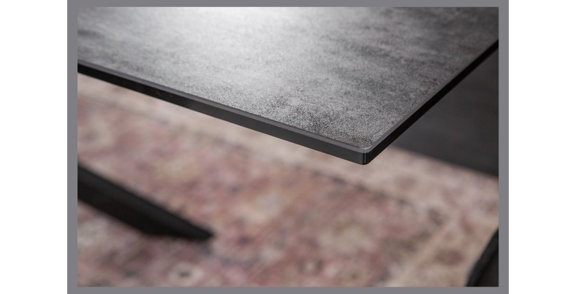 Table de salle à manger STELIX – Extensible 180 à 260 cm – Structure métal et plateau en verre trempé et céramique