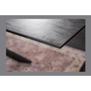 Table de salle à manger STELIX – Extensible 180 à 260 cm – Structure métal et plateau en verre trempé et céramique