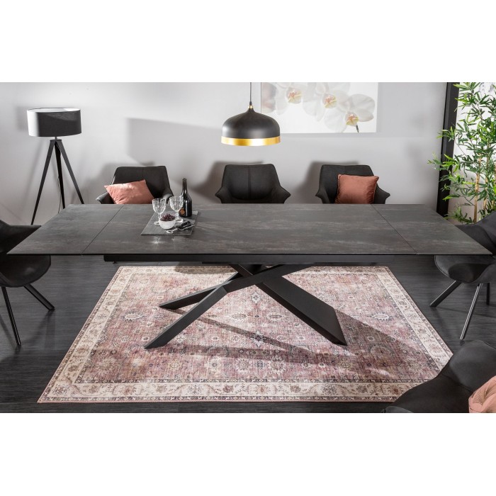 Table de salle à manger STELIX – Extensible 180 à 260 cm – Structure métal et plateau en verre trempé et céramique
