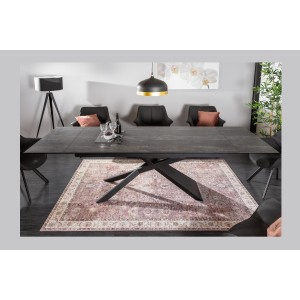 Table de salle à manger STELIX – Extensible 180 à 260 cm – Structure métal et plateau en verre trempé et céramique