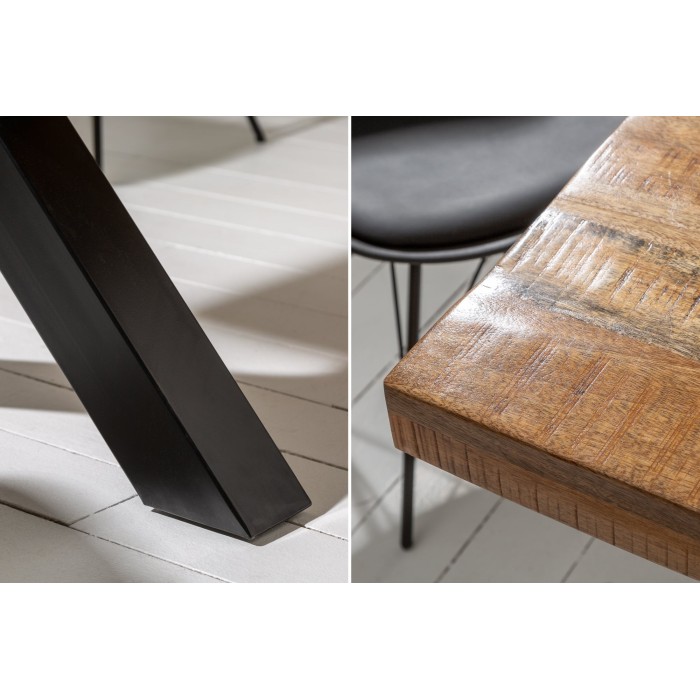 Table de salle à manger LODEN – Bois massif de manguier verni – 240 cm – Style industriel