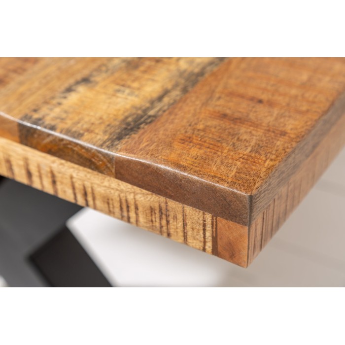 Table de salle à manger LODEN – Bois massif de manguier verni – 240 cm – Style industriel