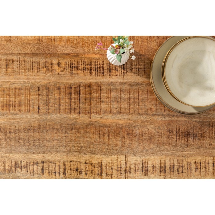 Table de salle à manger LODEN – Bois massif de manguier verni – 240 cm – Style industriel