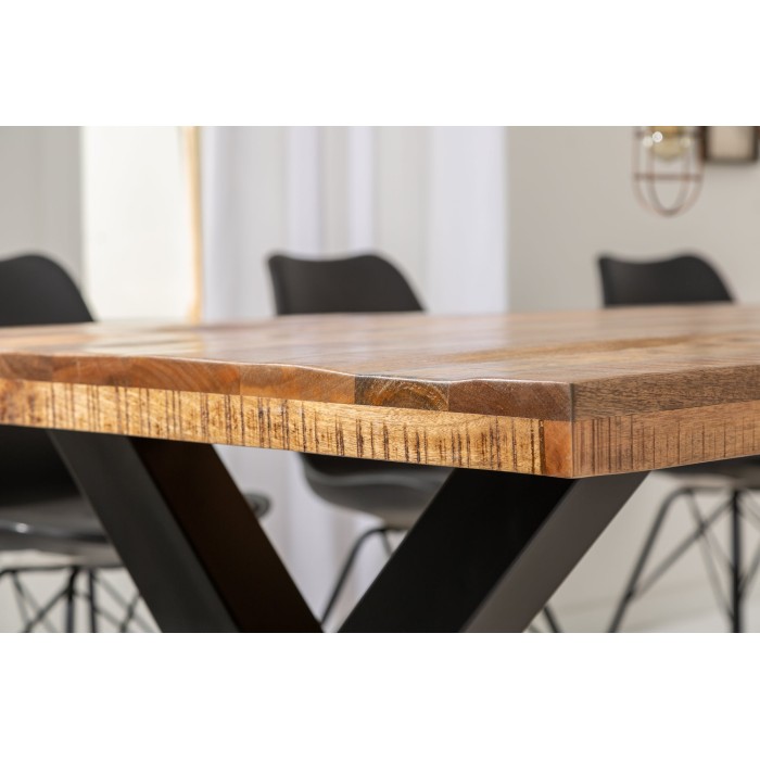 Table de salle à manger LODEN – Bois massif de manguier verni – 240 cm – Style industriel