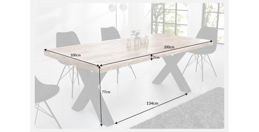 Table LODEN pieds en X 200cm dimensions