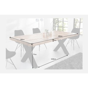 Table LODEN pieds en X 200cm dimensions