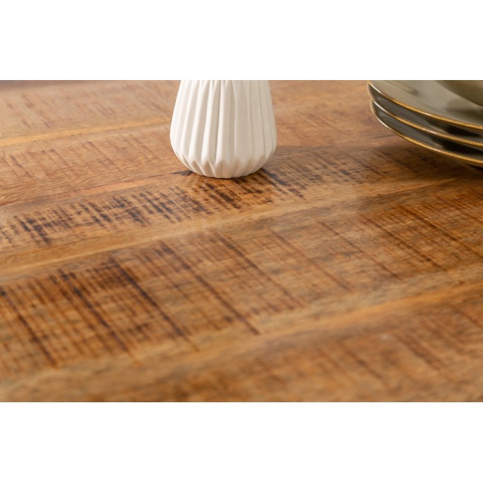 Table de salle à manger LODEN – Bois massif de manguier verni – 160 cm – Style industriel