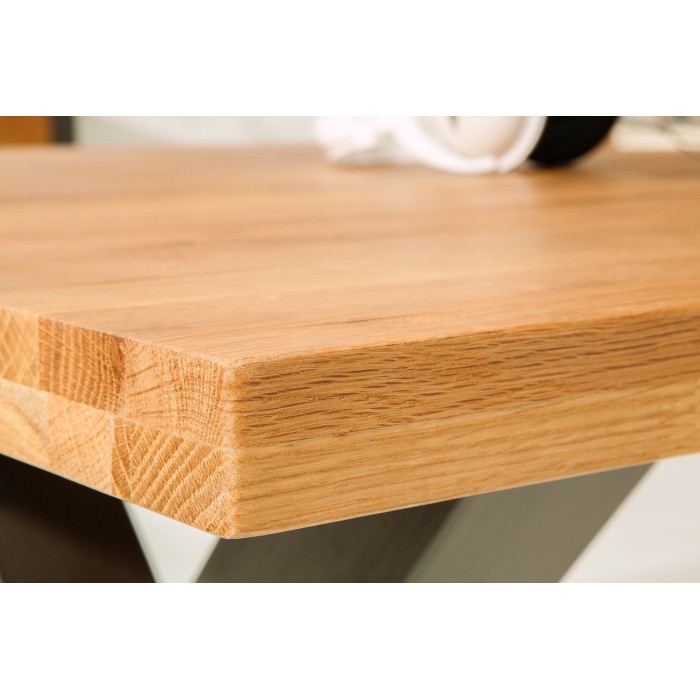 Table de salle à manger CHRIS – Chêne sauvage et métal noir – 200 cm – Style industriel