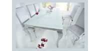 Table VELENA argenté 200cm vu d'un bout de la table
