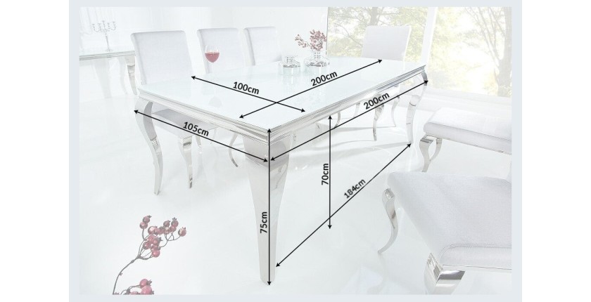 Table VELENA argenté 200cm dimensions