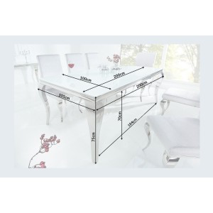 Table VELENA argenté 200cm dimensions