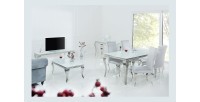Table VELENA argenté 180cm mise en situation dans une salle à manger