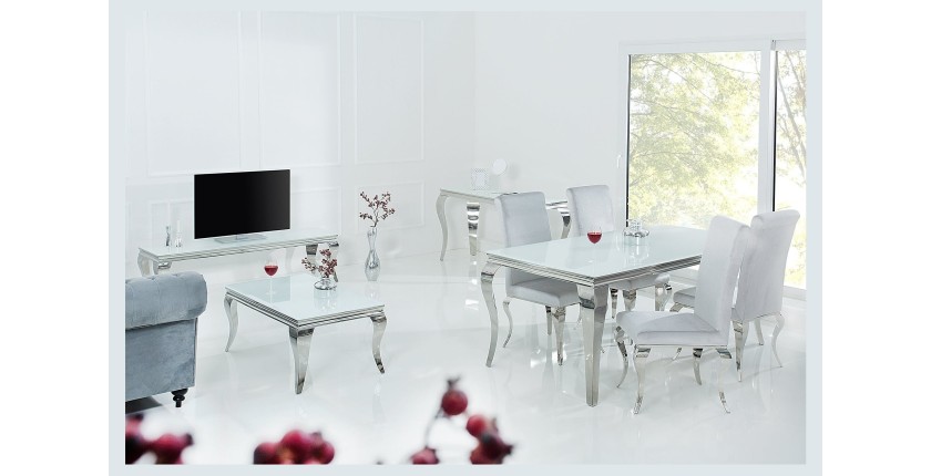 Table VELENA argenté 180cm mise en situation dans une salle à manger