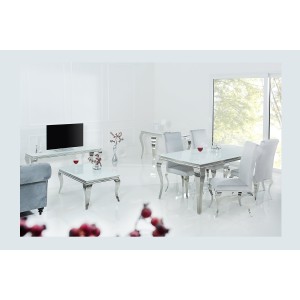 Table VELENA argenté 180cm mise en situation dans une salle à manger