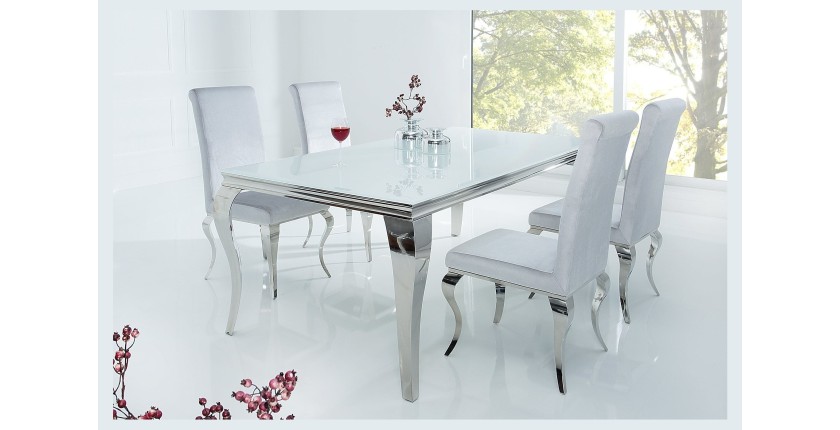 Table VELENA argenté 180cm vu sur le côté