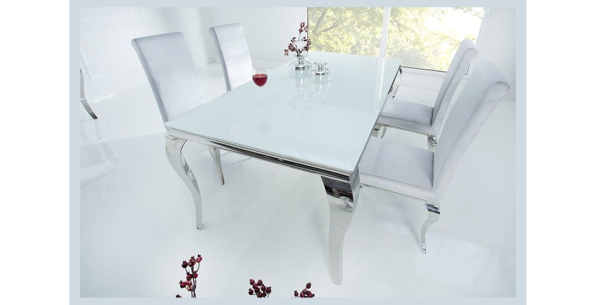 Table VELENA argenté 180cm vu sous un autre angle