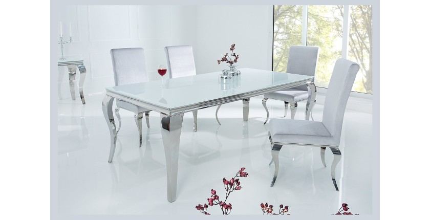 Table VELENA argenté 180cm décor 3D