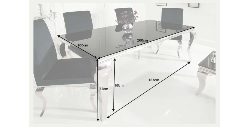 Table VELENA avec plateau noir dimensions