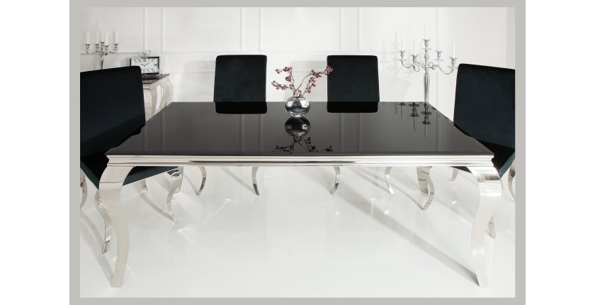 Table VELENA avec plateau noir vu de face