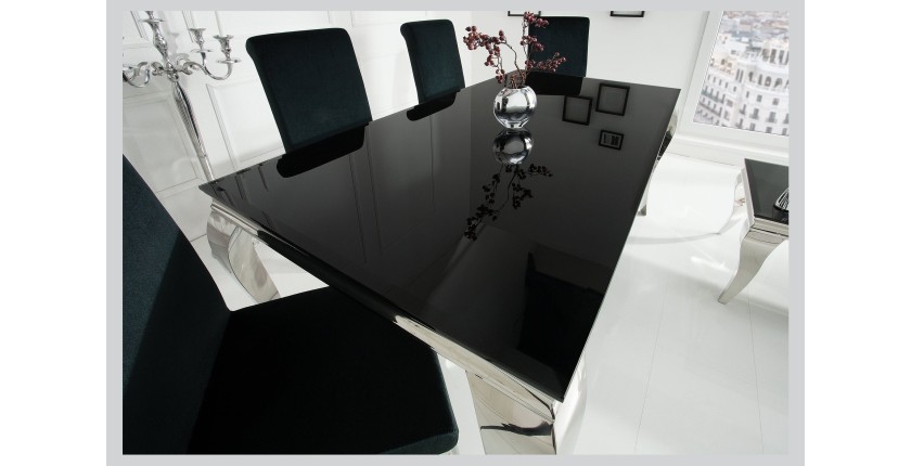 Table VELENA avec plateau noir vu de côté