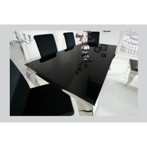 Table VELENA avec plateau noir vu de côté