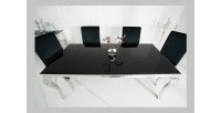 Table VELENA avec plateau noir vu de face et de haut