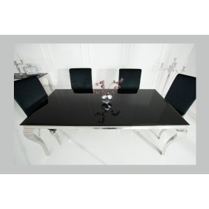 Table VELENA avec plateau noir vu de face et de haut