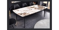 Table HEXA 180cm céramique aspect pierre décor 3D