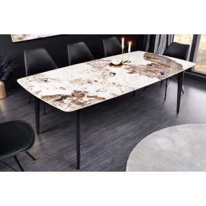 Table HEXA 180cm céramique aspect pierre décor 3D