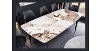 Table HEXA 180cm céramique aspect pierre vu sous un autre angle