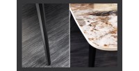 Zoom sur les détails de la table HEXA 180cm céramique aspect pierre