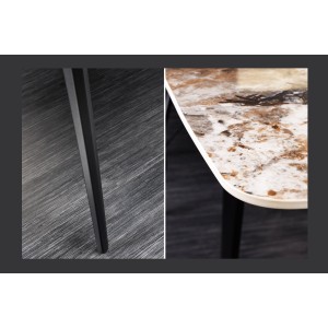 Zoom sur les détails de la table HEXA 180cm céramique aspect pierre