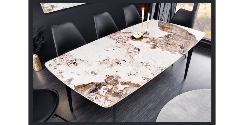 Table HEXA céramique aspect pierre 160cm vu sous un autre angle