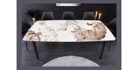 Table HEXA céramique aspect pierre 160cm vu de face