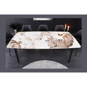 Table HEXA céramique aspect pierre 160cm vu de face