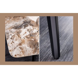 Zoom sur les détails de la table HEXA céramique effet pierre 160cm