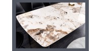 Table HEXA céramique aspect pierre 160cm vu de près