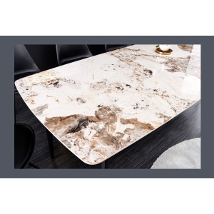 Table HEXA céramique aspect pierre 160cm vu de près