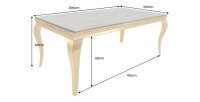 Table VELENA avec plateau bois et pieds dorés dimensions